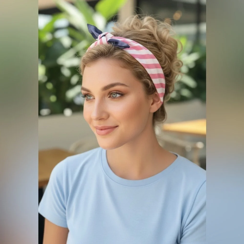 ✨NEW Pink and White Striped Headband
